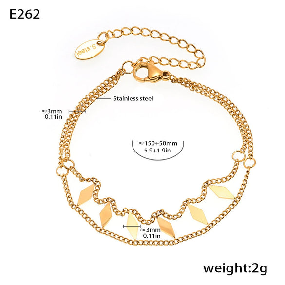 Women's Light Luxury Elegant 316L Stainless Steel Doublelayer Necklace Bracelet With Shattered Sequin And Electroplating