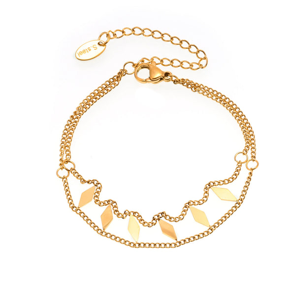 Women's Light Luxury Elegant 316L Stainless Steel Doublelayer Necklace Bracelet With Shattered Sequin And Electroplating