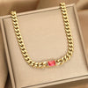Women's Light Luxury Emerald Metal Necklace In Retro Court Style With Geometric Pattern And Electroplating On Conventional Chain