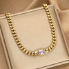 Women's Light Luxury Emerald Metal Necklace In Retro Court Style With Geometric Pattern And Electroplating On Conventional Chain