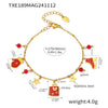 Women's Light Luxury Enamel Pendant Necklace And Bracelet Set Stainless Steel Gold Plated Christmasinspired Jewelry