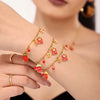 Women's Light Luxury Enamel Pendant Necklace And Bracelet Set Stainless Steel Gold Plated Christmasinspired Jewelry