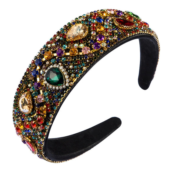 Women's Light Luxury Fabric Wide Brim Rhinestone Hairband Simple Geometric Fashion Headband Stylish Versatile Hair Accessory