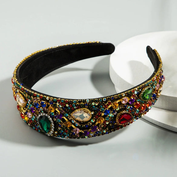 Women's Light Luxury Fabric Wide Brim Rhinestone Hairband Simple Geometric Fashion Headband Stylish Versatile Hair Accessory