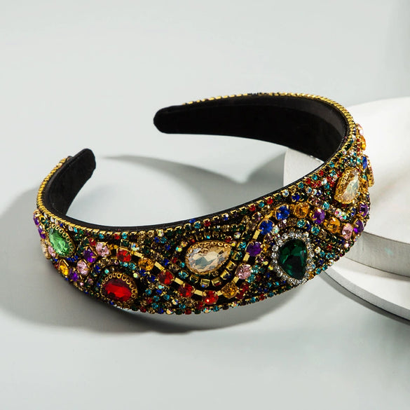 Women's Light Luxury Fabric Wide Brim Rhinestone Hairband Simple Geometric Fashion Headband Stylish Versatile Hair Accessory