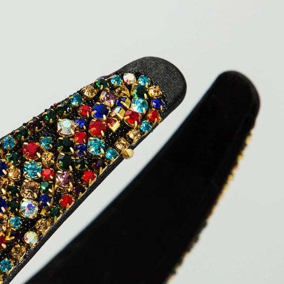 Women's Light Luxury Fabric Wide Brim Rhinestone Hairband Simple Geometric Fashion Headband Stylish Versatile Hair Accessory
