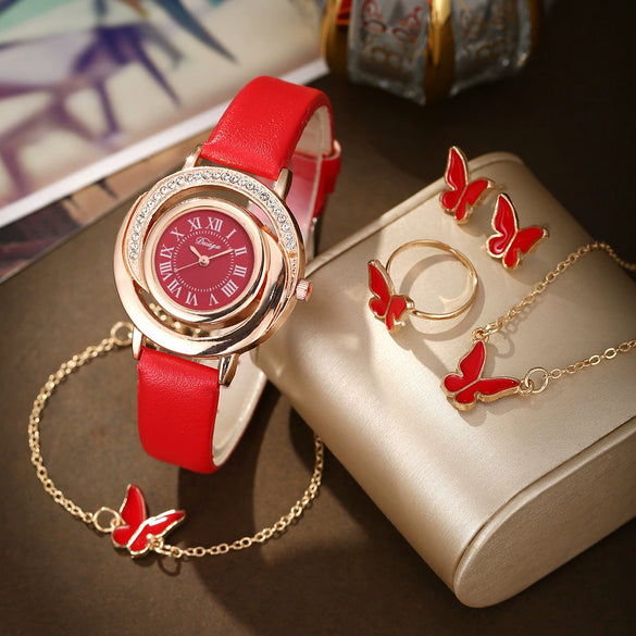 Women's Light Luxury Fashion Quartz Watch With Alloy Case Pu Strap Stainless Steel Buckle And Round Dial