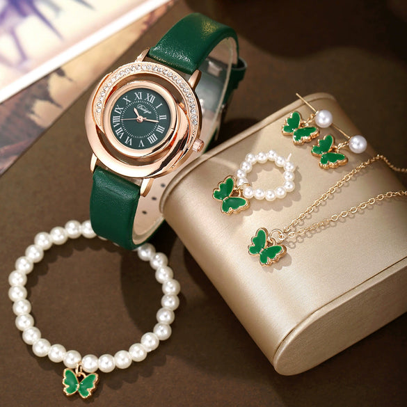 Women's Light Luxury Fashion Quartz Watch With Alloy Case Pu Strap Stainless Steel Buckle And Round Dial