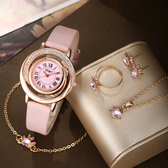 Women's Light Luxury Fashion Quartz Watch With Alloy Case Pu Strap Stainless Steel Buckle And Round Dial