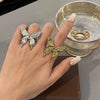 Women's Light Luxury Fashionable Versatile Butterfly Titanium Steel Ring With Bow Shape And Electroplating Design