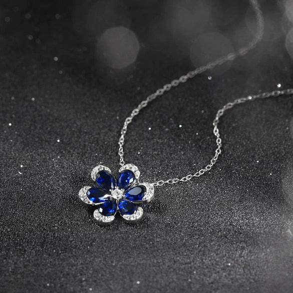Women's Light Luxury Flower S925 Sterling Silver Necklace Pendant With Electroplating