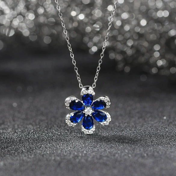Women's Light Luxury Flower S925 Sterling Silver Necklace Pendant With Electroplating