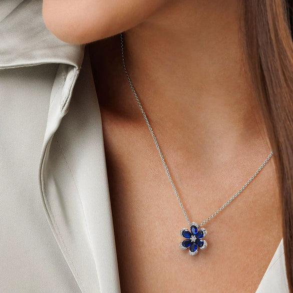 Women's Light Luxury Flower S925 Sterling Silver Necklace Pendant With Electroplating