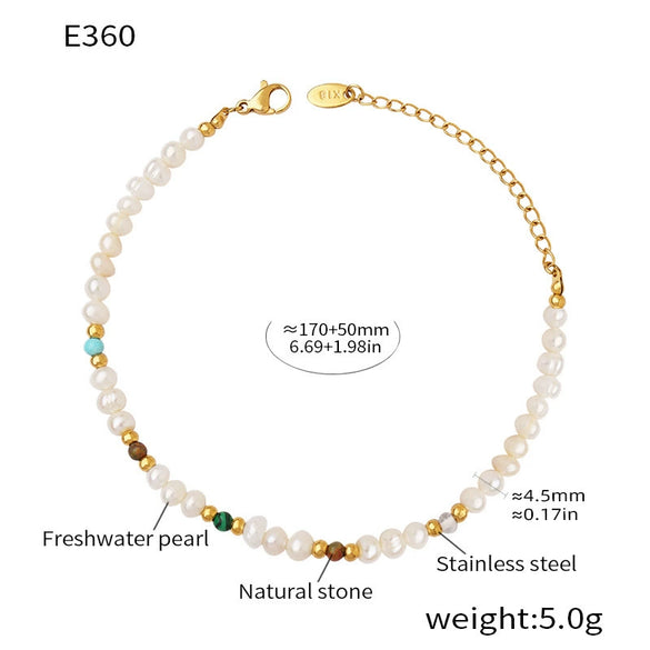Women's Light Luxury Freshwater Pearl Natural Stone Geometric Electroplated Bracelet