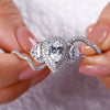 Women's Light Luxury Geometric Copper Diamond Ring Threepiece Set With Zirconia