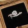 Women's Light Luxury Geometric Copper Engagement Ring With Zirconia