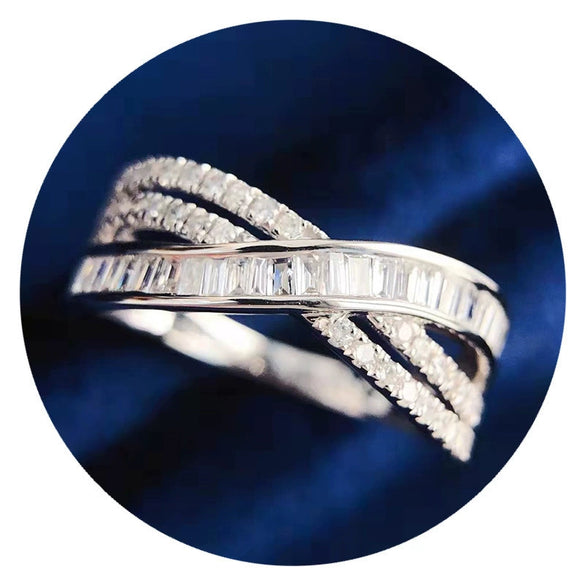 Women's Light Luxury Geometric Copper Finger Ring With Zircon