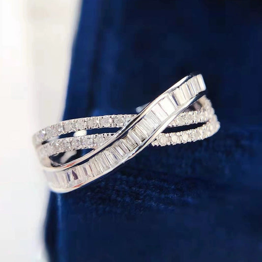 Women's Light Luxury Geometric Copper Finger Ring With Zircon