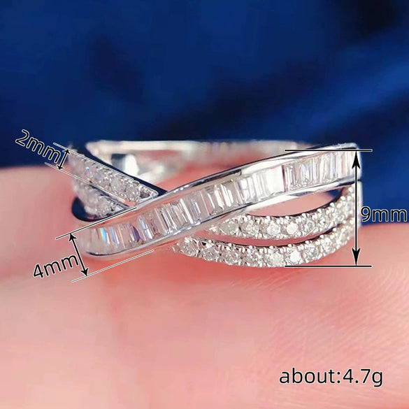 Women's Light Luxury Geometric Copper Finger Ring With Zircon