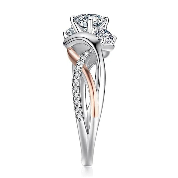 Women's Light Luxury Geometric Copper Inlaid Zircon Ring