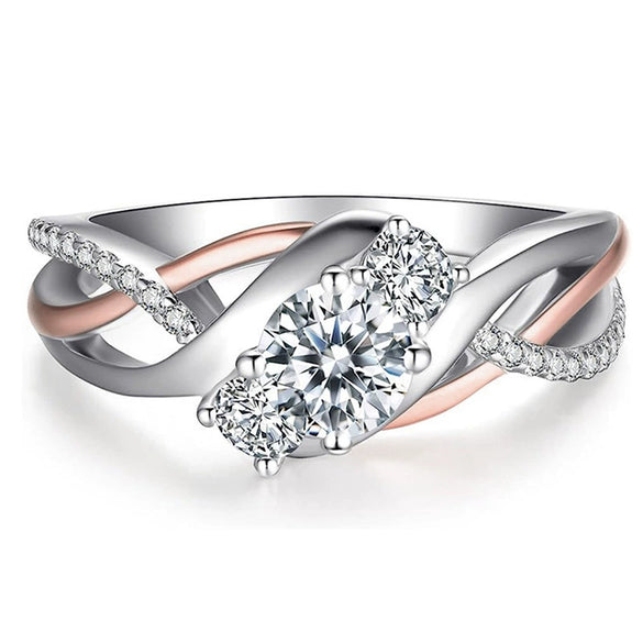 Women's Light Luxury Geometric Copper Inlaid Zircon Ring