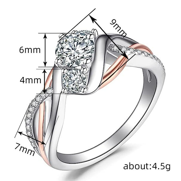 Women's Light Luxury Geometric Copper Inlaid Zircon Ring