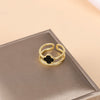 Women's Light Luxury Geometric Copper Ring With Electroplating And Four Leaf Clover Design