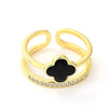 Women's Light Luxury Geometric Copper Ring With Electroplating And Four Leaf Clover Design