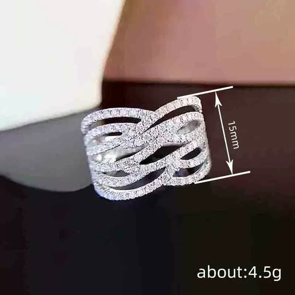 Women's Light Luxury Geometric Copper Ring With Zirconia
