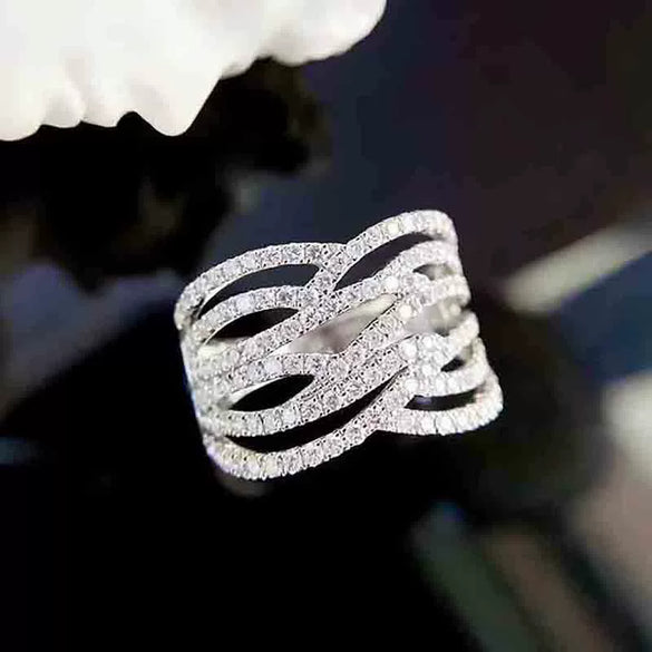 Women's Light Luxury Geometric Copper Ring With Zirconia
