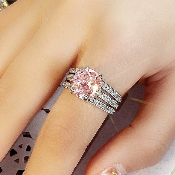 Women's Light Luxury Geometric Copper Zircon Ring