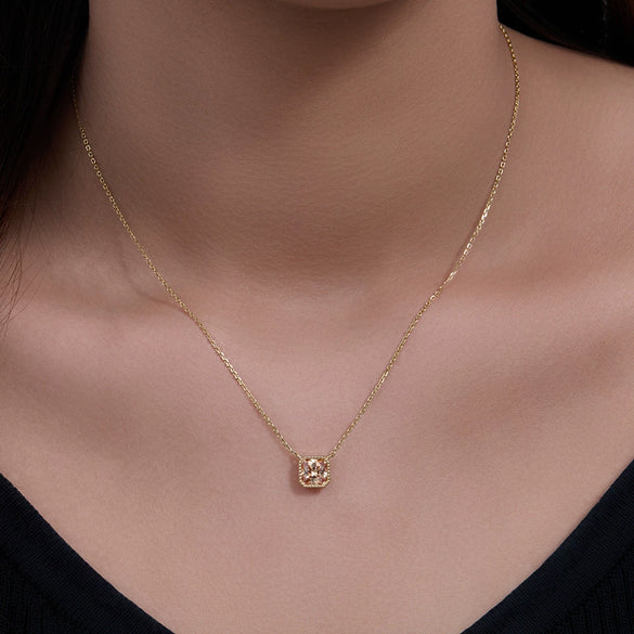 Women's Light Luxury Geometric Diamond 925 Sterling Silver Cube Sugar Pendant Necklace With Cross Chain