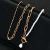 Women's Light Luxury Geometric Doublelayer Pearl Necklace With Electroplated Alloy Pendant And Clasp
