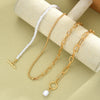 Women's Light Luxury Geometric Doublelayer Pearl Necklace With Electroplated Alloy Pendant And Clasp