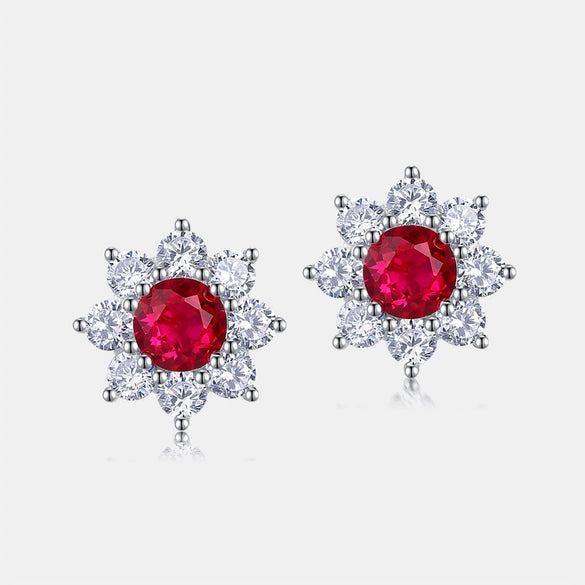 Women's Light Luxury Geometric Flower Cultivation S925 Silver Earrings Set With Diamonds