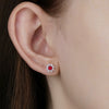 Women's Light Luxury Geometric Flower Cultivation S925 Silver Earrings Set With Diamonds