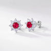 Women's Light Luxury Geometric Flower Cultivation S925 Silver Earrings Set With Diamonds