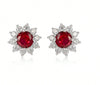 Women's Light Luxury Geometric Flower Cultivation S925 Silver Earrings Set With Diamonds