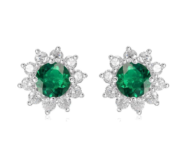 Women's Light Luxury Geometric Flower Cultivation S925 Silver Earrings Set With Diamonds