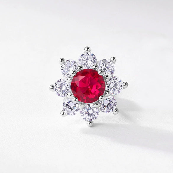Women's Light Luxury Geometric Flower Cultivation S925 Silver Earrings Set With Diamonds