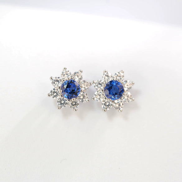 Women's Light Luxury Geometric Flower Cultivation S925 Silver Earrings Set With Diamonds