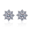 Women's Light Luxury Geometric Flower Cultivation S925 Silver Earrings Set With Diamonds