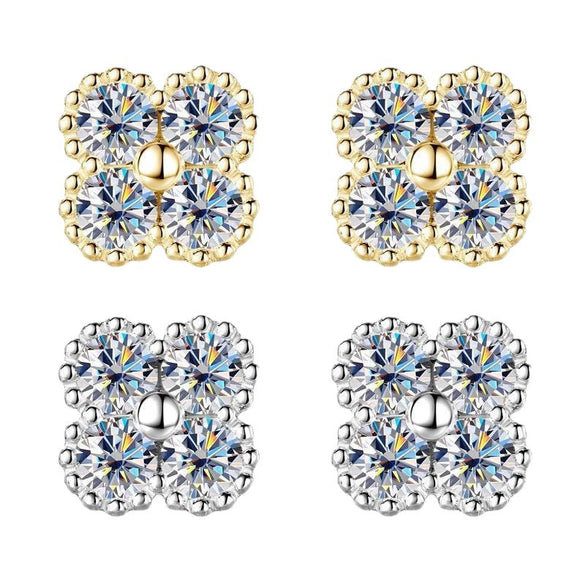 Women's Light Luxury Geometric Moissanite S925 Sterling Silver Earrings With Electroplating