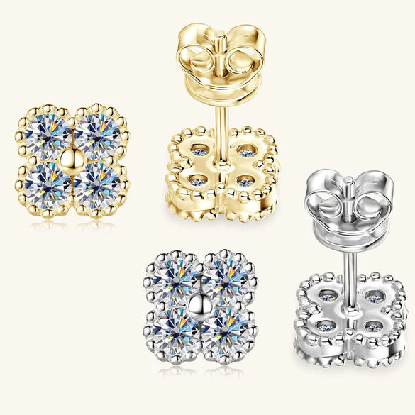 Women's Light Luxury Geometric Moissanite S925 Sterling Silver Earrings With Electroplating