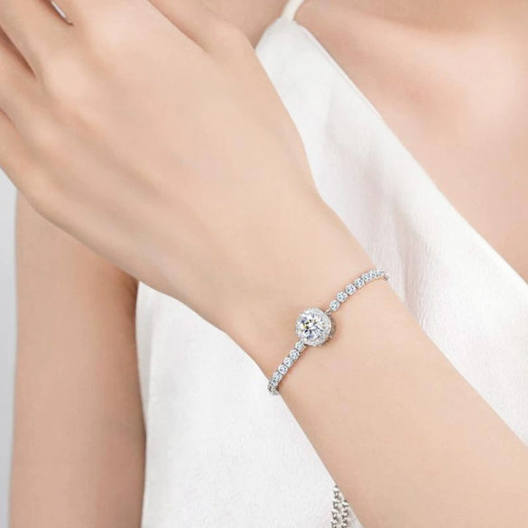 Women's Light Luxury Geometric Moissanite 925 Sterling Silver Bracelet
