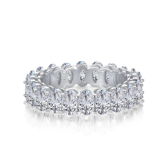Women's Light Luxury Geometric Oval Zircon S925 Sterling Silver Ring With Electroplating