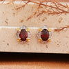 Women's Light Luxury Geometric S925 Sterling Silver Colored Gemstone Earrings Set With Natural Topaz Garnet Amethyst Citrine