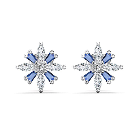 Women's Light Luxury Geometric Silver Earrings In Rice Word And Snowflake Shape With Electroplating