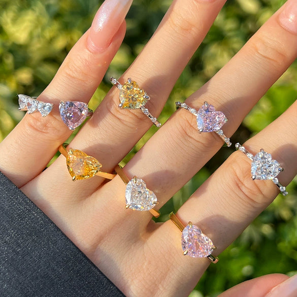Women's Light Luxury Geometric 925 Silver Ring With Ice Flower Cut High Carbon Diamond Zircon And Electroplating