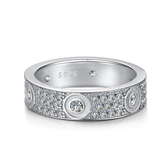 Women's Light Luxury Geometric 925 Silver Ring With Inlaid Zircon And Electroplating